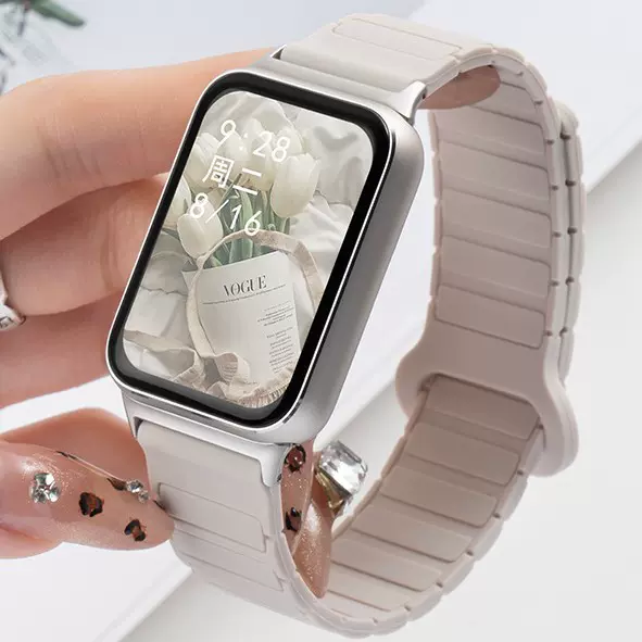 适用小米手环9pro表带8pro磁吸回环硅胶新款红米watch5/4表带20mm