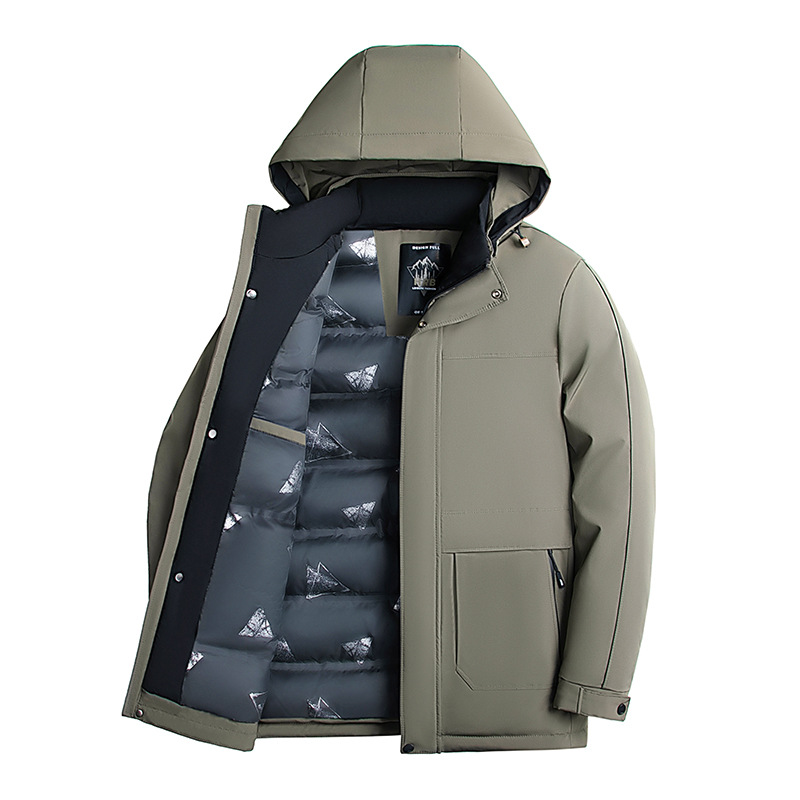 Veste d'extérieur rembourrée en coton pour homme avec capuche pour rester au chaud en automne et en hiver, veste décontractée épaisse et imperméable et coupe-vent pour homme_voghion.com