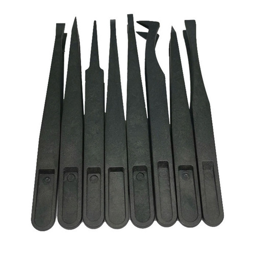 8-piece set of DIY hand tools carbon fiber anti-static plastic tweezers plastic tweezers