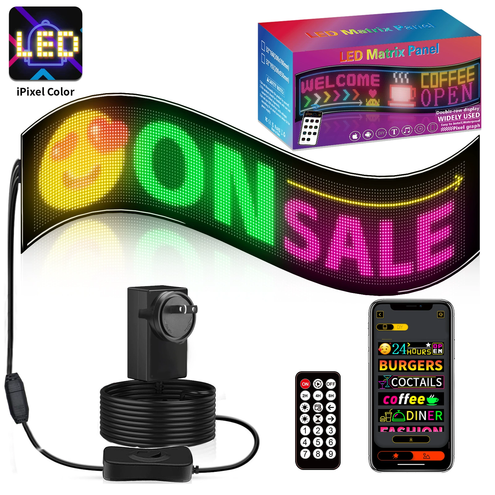 Popular Flexible LED Advertising Soft Screen APP Bluetooth Display Scroll Wording Double Row Store Signboard Display Soft Screen