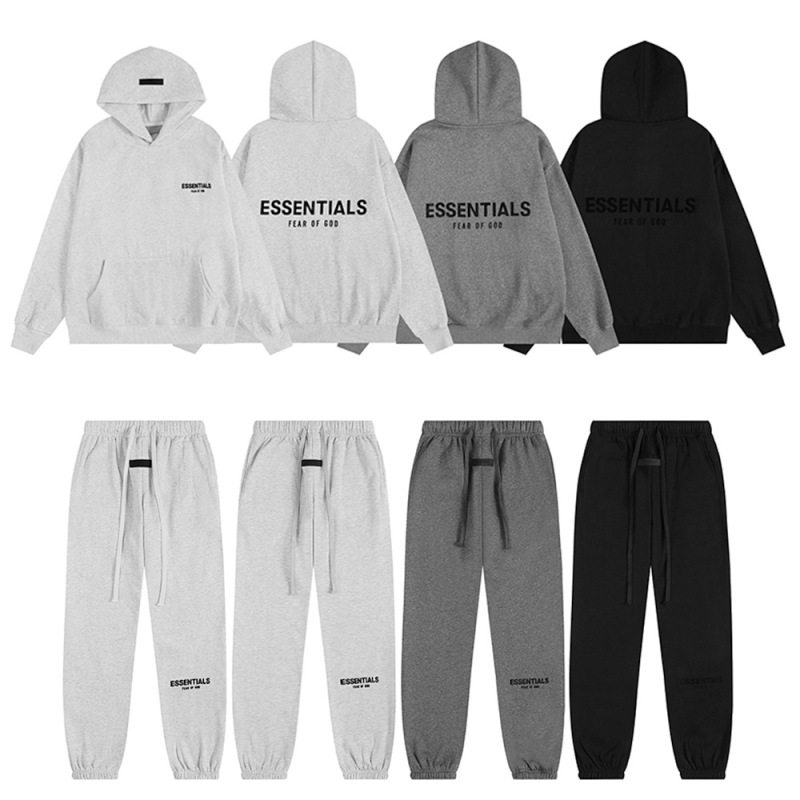 Cross-border generation hair ESSENTIALS flocking letter fleece-lined hooded sweater men's and women's loose casual trousers suit tide Cross-border generation hair ESSENTIALS flocking letter fleece-lined hooded sweater men's and women's loose casual trousers suit tide