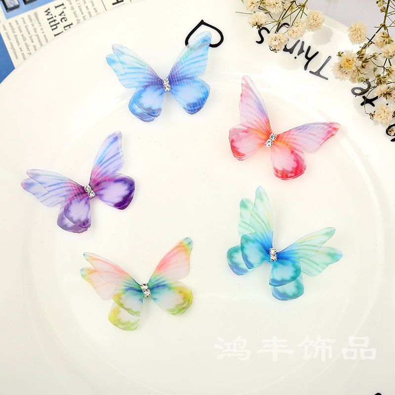 Three dimensional small double-layer shiffon butterfly net with…
