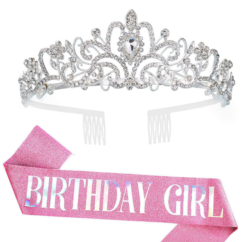 Rosa de la muchacha etiqueta cinturón oro rosa decoración fiesta cumpleaños props Correa hombro corona reina cinta traje regalo