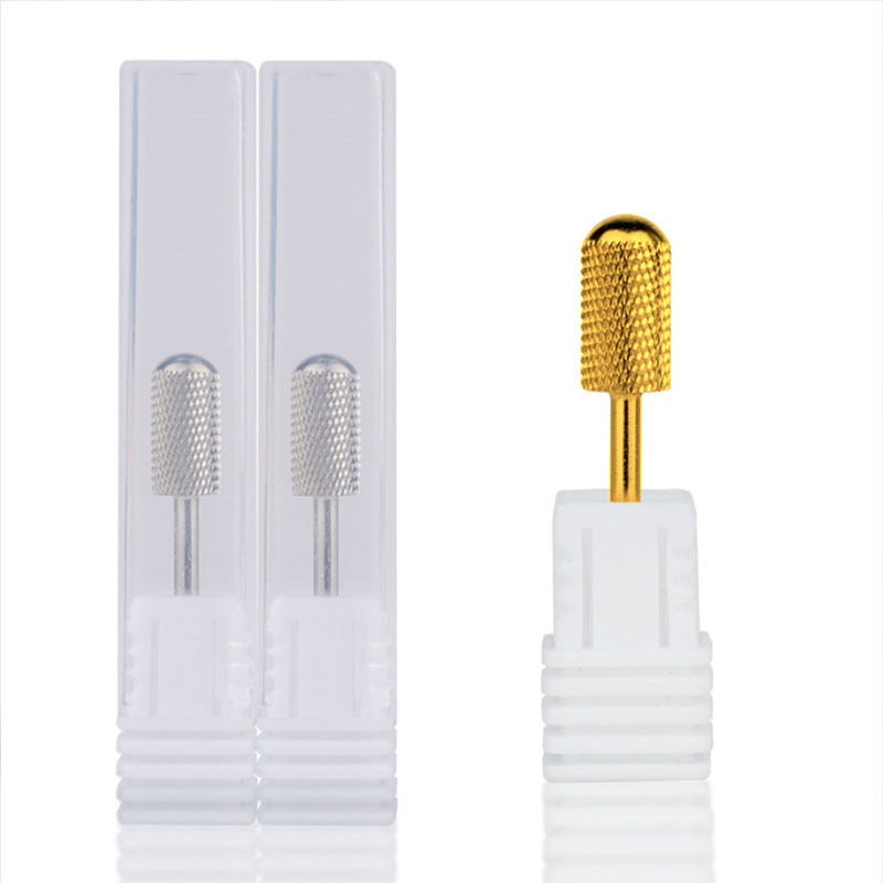 Fábrica dedicada para manicura cabeza de molienda de acero de tungsteno pulido removedor de uñas cilíndrico único oro plata cabeza de molienda de acero de tungsteno en stock