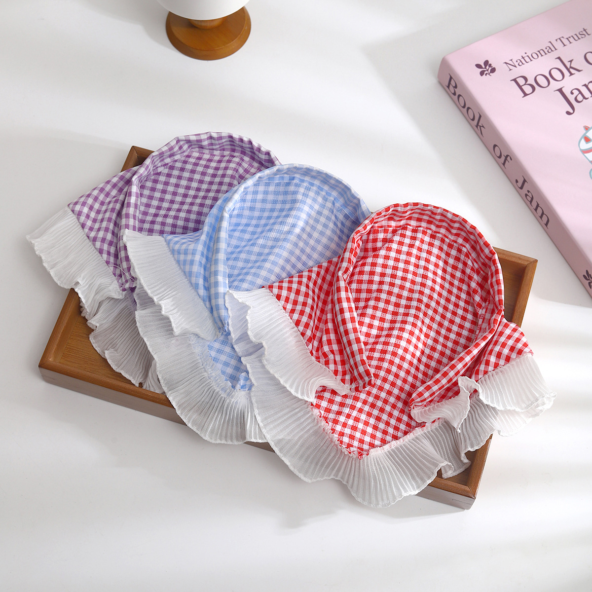 Diadema de celosía de color para niños Diadema de una pieza Toalla triangular con borde de encaje especial para mujer