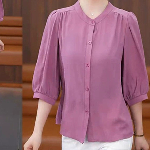 2025 новый тонкий рукав с рукавами из ледяного шелка рубашка весной и летом