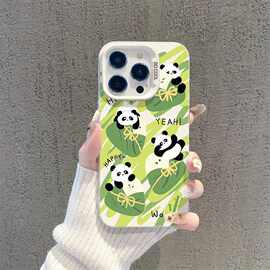 粽子熊猫iPhone15手机壳苹果14promax可爱13艺术感12防尘xr/xs软