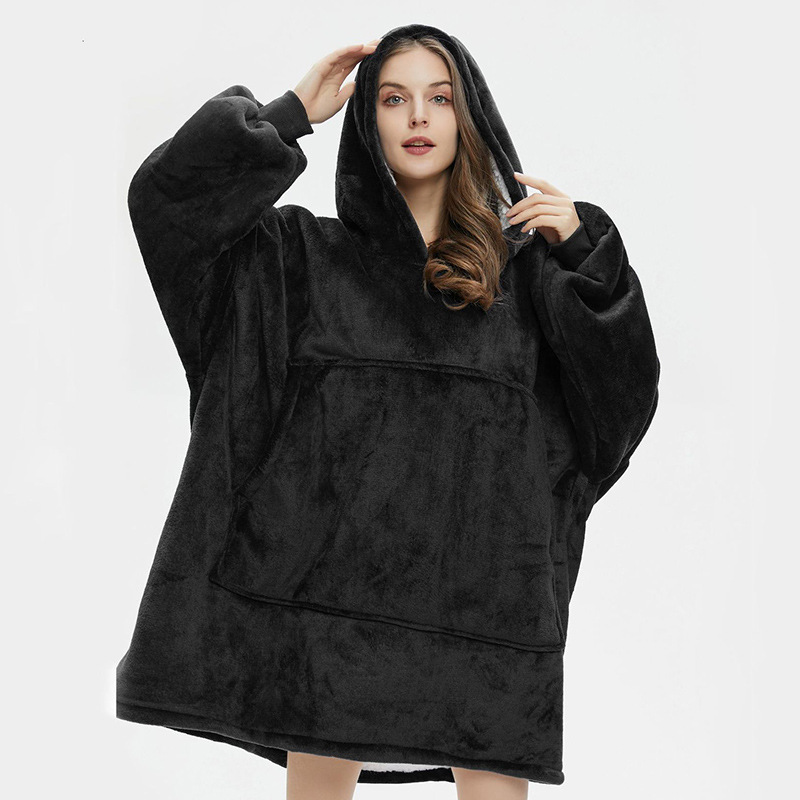 Huggle hoodieクロスボーダー750自宅で毛をつかんで帽子をかぶっている怠け者の寝衣のパジャマの外でテレビの毛布を着ます。|undefined