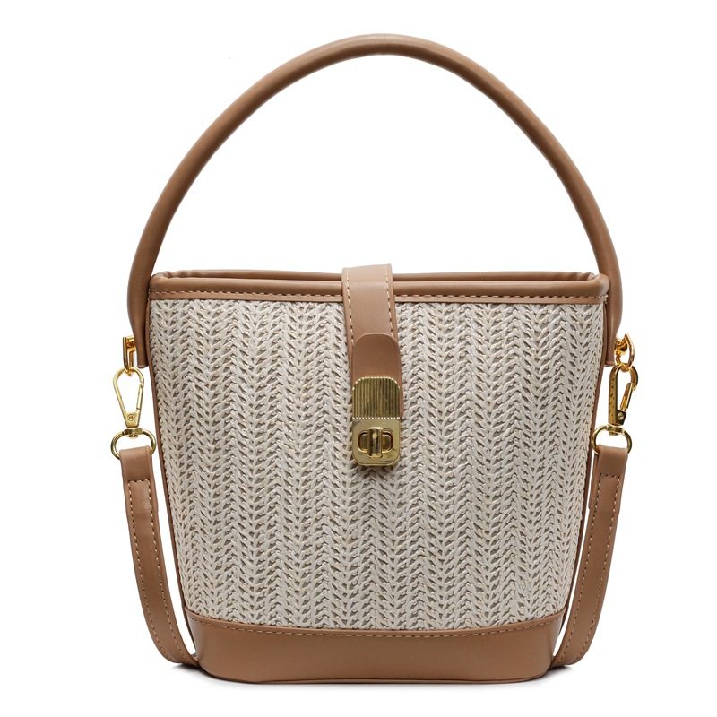 Bolsa de mano de tejido de verano super caliente para mujeres 2025 nuevo bolso de playa de vacaciones de alta calidad bolso de cubo de ocio