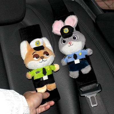 Car Seat Belt Shoulder Pads Zootopia Judy Nick Car Seat Belt Covers Car Interior Decoration Accessories (Seat belt shoulder pad) - judy-nick-2-pack-black-crystal-velvet-shoulder-pads