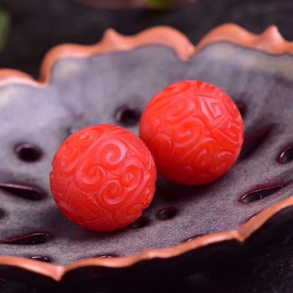 BAOSHAN SOUTH RED HIPPLE BEADS 라운드 비즈 사우스 레드 마노 풀 컬러 살 쿼츠 듀오 바오 패션 문학 플레이 쥬얼리