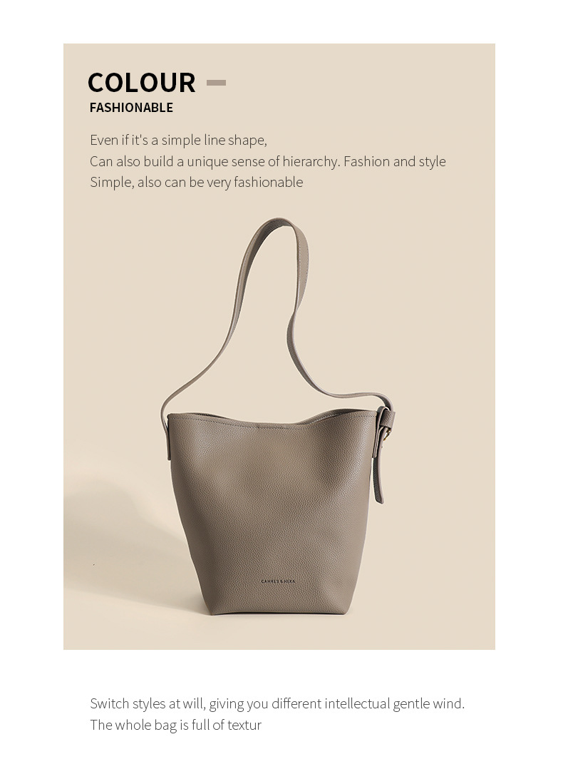 Women's Large Capacity Leather Shoulder Bucket Bag For Winter_voghion.com