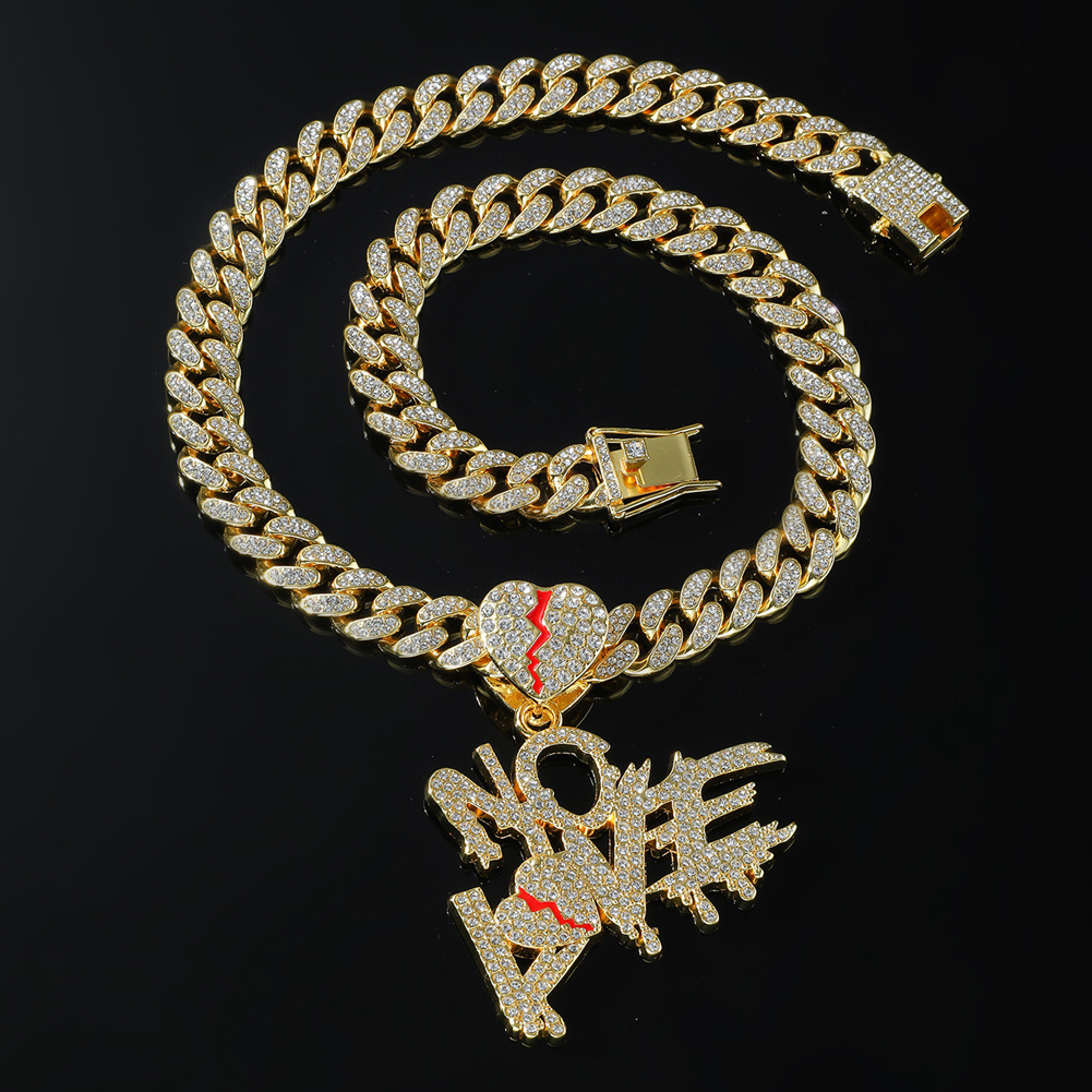 Hip Hop Geometrisch Legierung Strass Überzug Inlay Strasssteine Unisex Halskette Mit Anhänger display picture 6