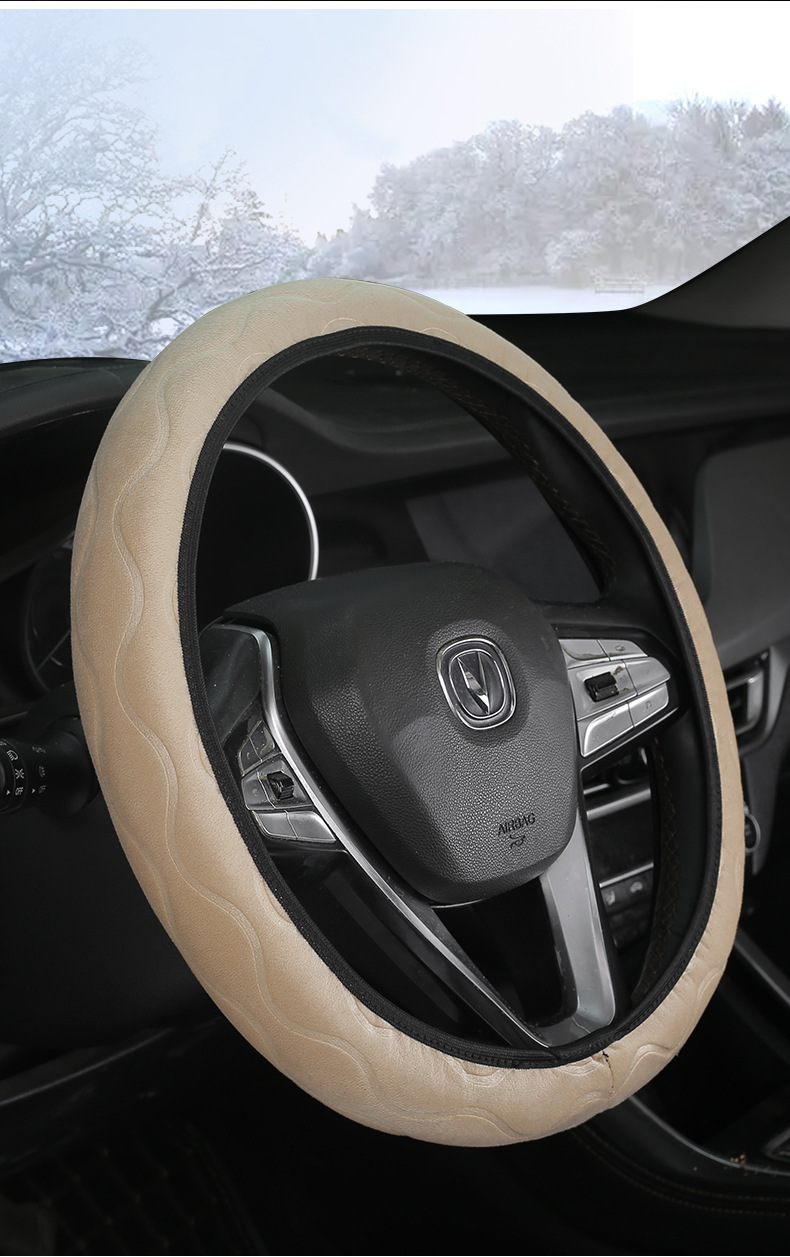 New car steering wheel cover without inner ring winter short plush warm non-slip short plush handle cover Choice