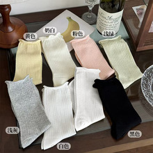 袜子棉女中筒袜春夏季薄款日系镂空网眼卷边百搭堆堆袜诸暨袜业