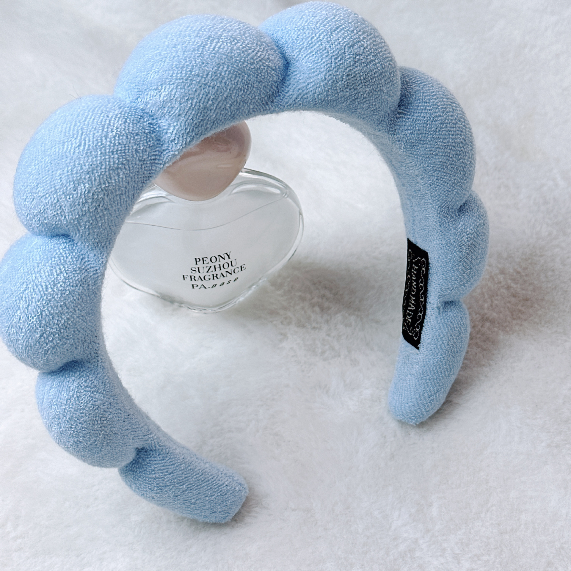 Diadema de Esponja tipo Nube de Tela para Lavado de Cara