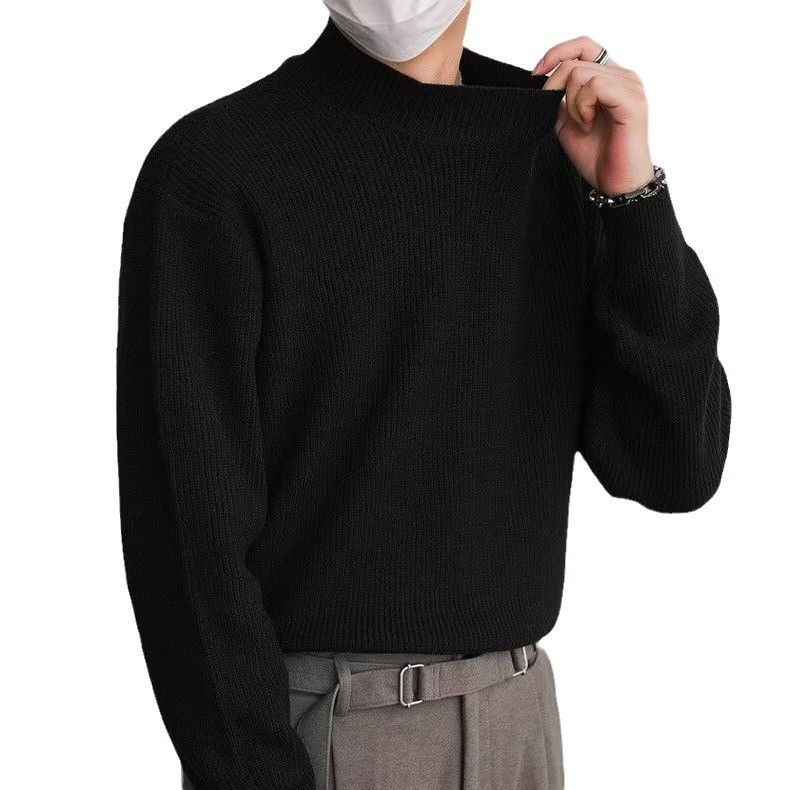 Retro fashionable knitted trend solid color sweater