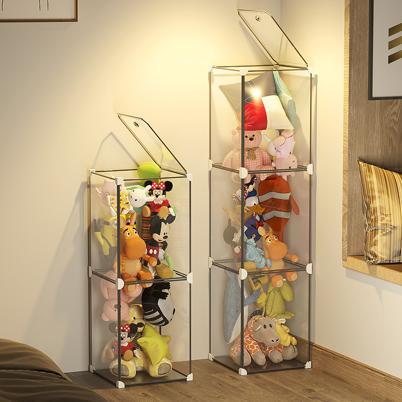 人形収納桶透明防塵棚にぬいぐるみを入れる人形整理箱神器家庭用人形展示棚|undefined