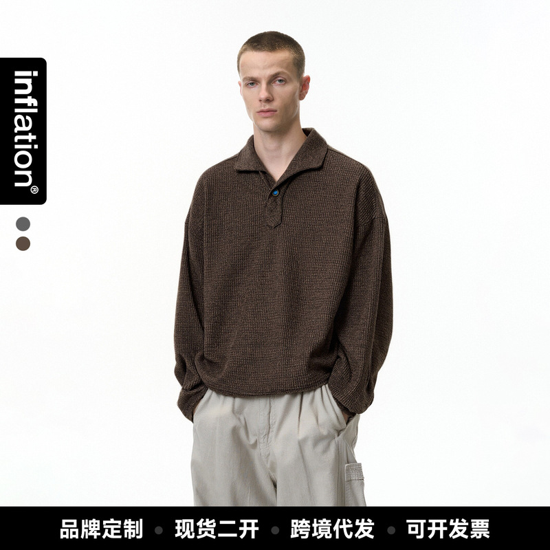 Jie Zhan Men's Clothing | Italian-Style One-Piece Collar Polo Shirt 26 Autumn New Old Money Style Loose Casual Turn-Down Collar Long-Sleeve T-Shirt