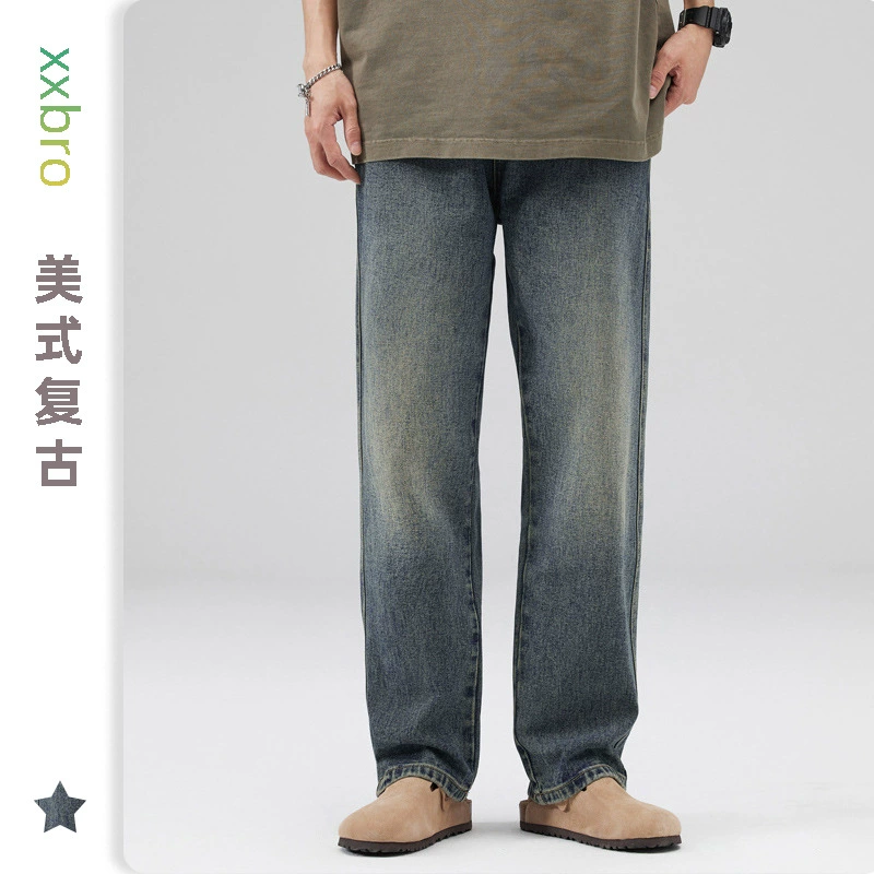 Мужские джинсы XXBRO прямого кроя, широкие, повседневные, со средней посадкой, для молодых мужчин, универсальные повседневные брюки