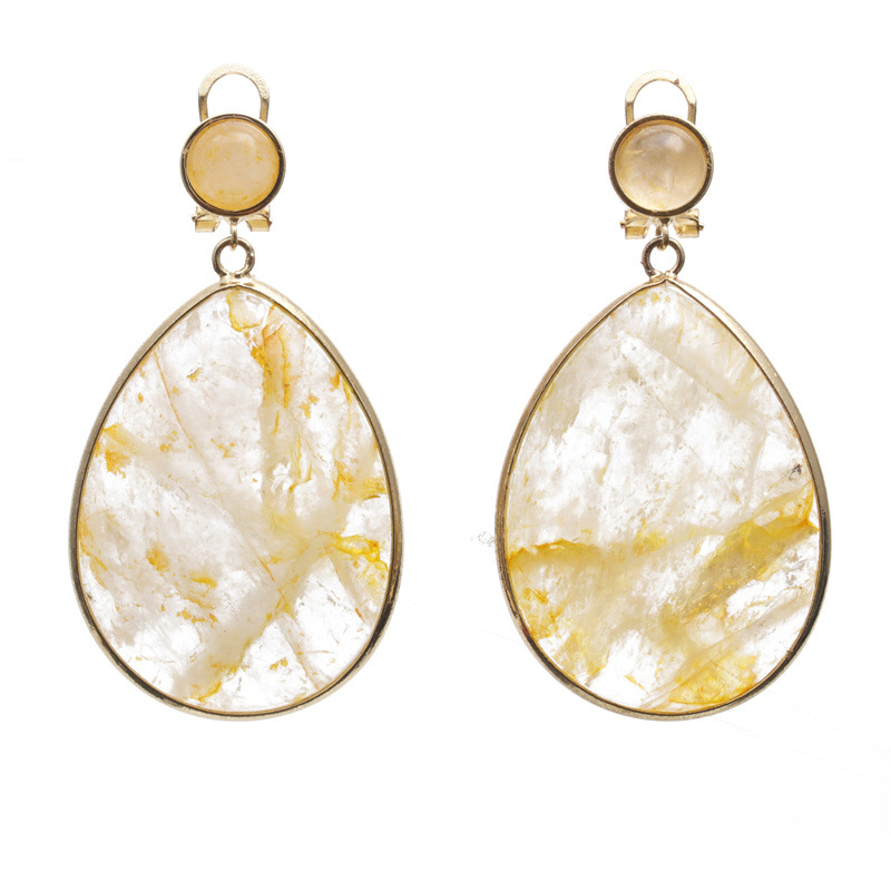 Europea y americana transfronteriza azul oro gota colgante pendientes simples exageradas pendientes de cristal Turquesa