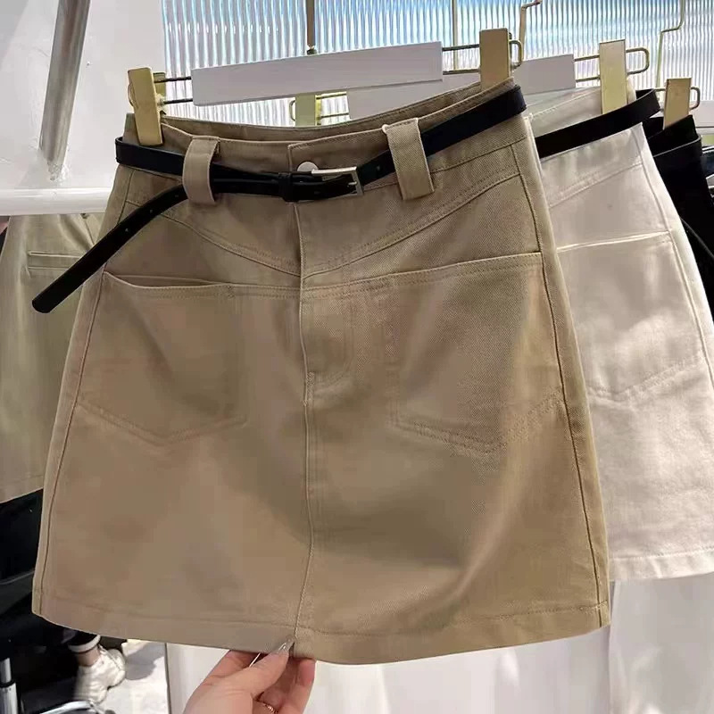 Plus-Size Stretchy Workwear Denim Skirt for Women, Summer High-Waisted Slimming A-Line Anti-Exposure Short Skirt for Curvy Women Plus-Size Stretchy Workwear Denim Skirt for Women, Summer High-Waisted Slimming A-Line Anti-Exposure Short Skirt for Curvy Women