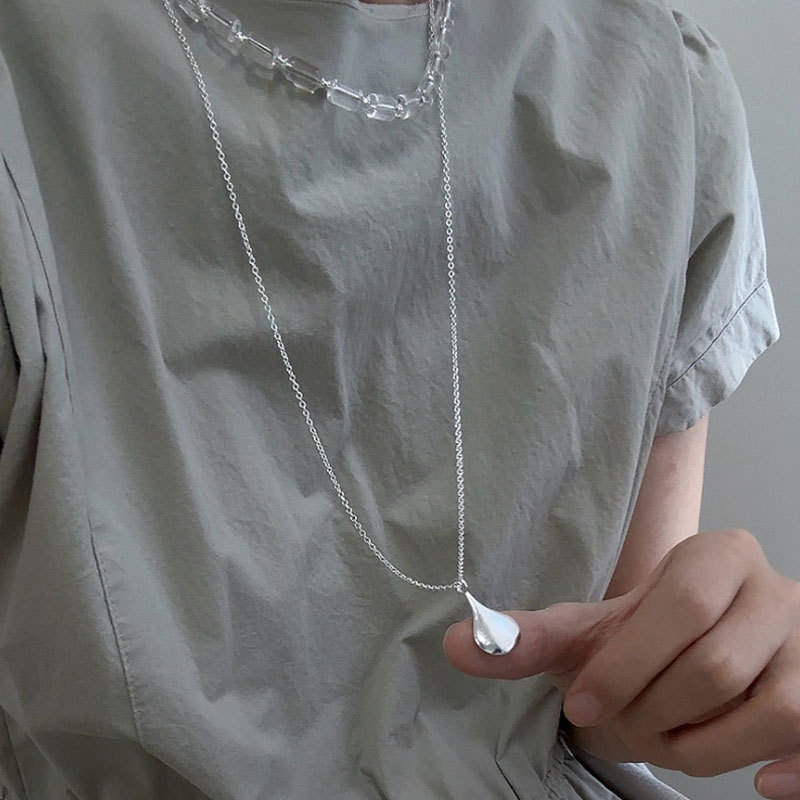 Matte long pendant drop-shaped, brand necklace, fashionable universal sweater, light luxury style, simple and elegant design
