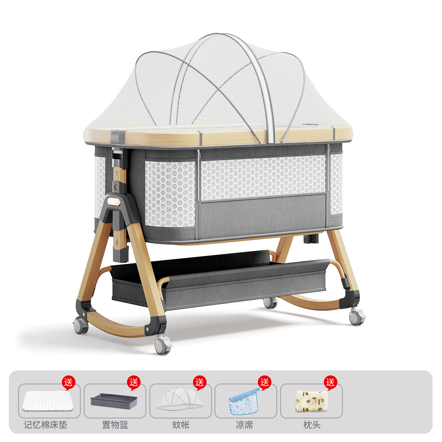 Cama de bebé móvil portátil cuna cama plegable multifuncional BB cama para recién nacidos empalme cama grande