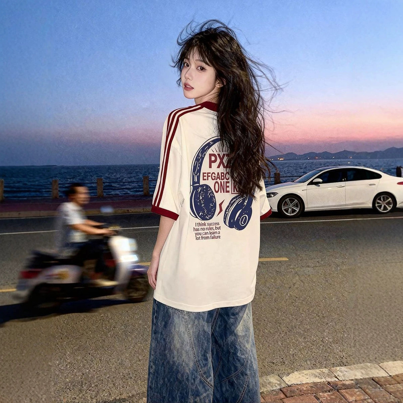 100% Pure Cotton Japanese Style Mid-Length Round Neck Short-Sleeve T-Shirt for Men and Women, Summer Loose Fit, Slimming, Versatile Couple's Top, Ins Style 100% Pure Cotton Japanese Style Mid-Length Round Neck Short-Sleeve T-Shirt for Men and Women, Summer Loose Fit, Slimming, Versatile Couple's Top, Ins Style
