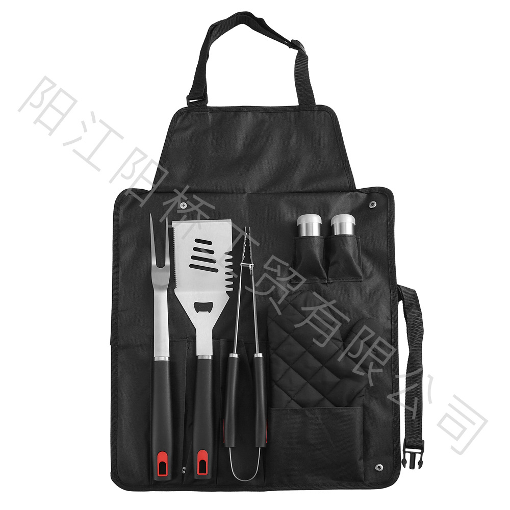 Fabricante de stock herramientas de barbacoa para acampar al aire libre BBQ clip de pala bolsa de falda mango de plástico de acero inoxidable juego de utensilios para hornear