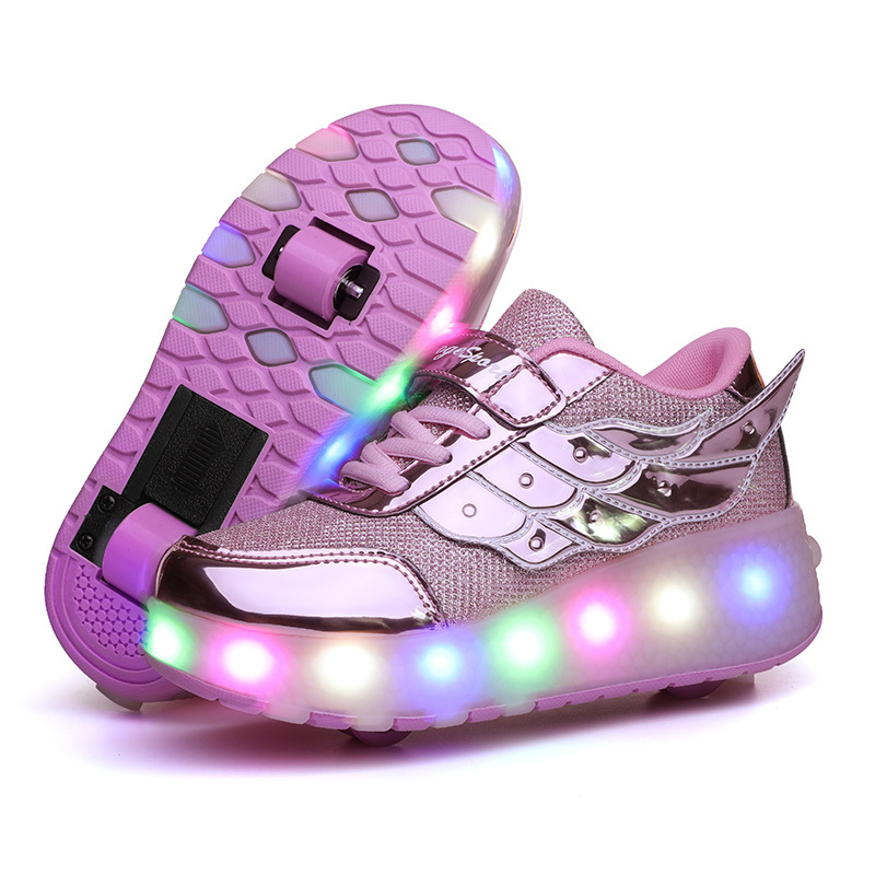 Summer Mesh Rechargeable Walking Shoes Four-wheel Walking Slide Skates Manual Cyber Celebrant Student Wheel Shoes Student Edition