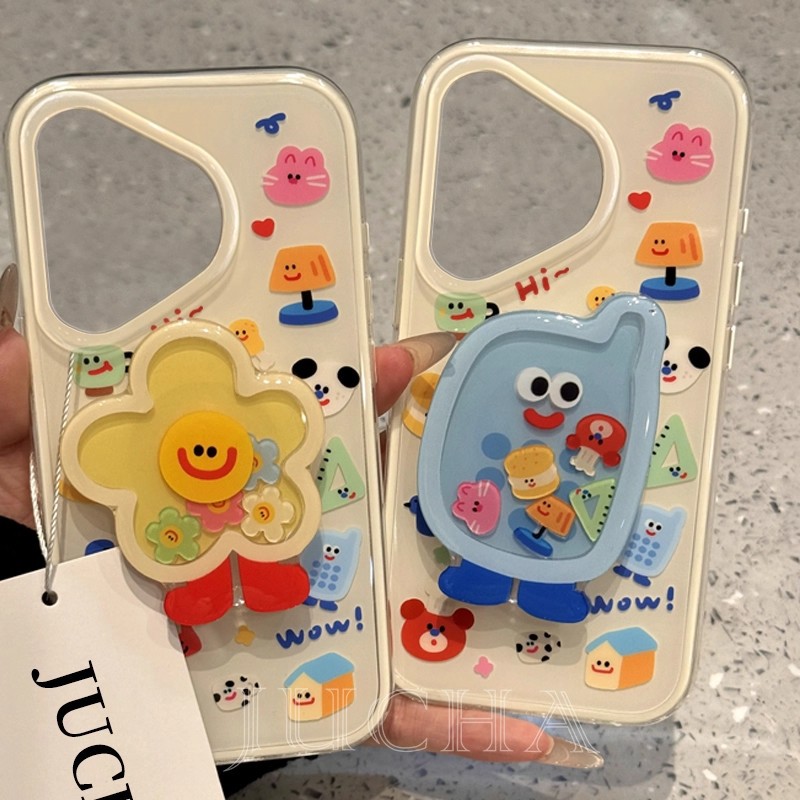 Aplicable a la caja de teléfono móvil HUAWEI pura70 dibujos animados nuevo HUAWEI p60pro con soporte de flores para el teléfono shaking música