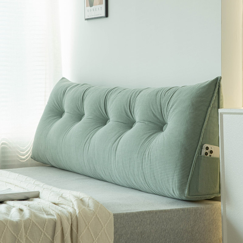 Coussin de tête de lit en velours côtelé-vert eau / Long 60 * Hauteur 40 * épaisseur 15cm