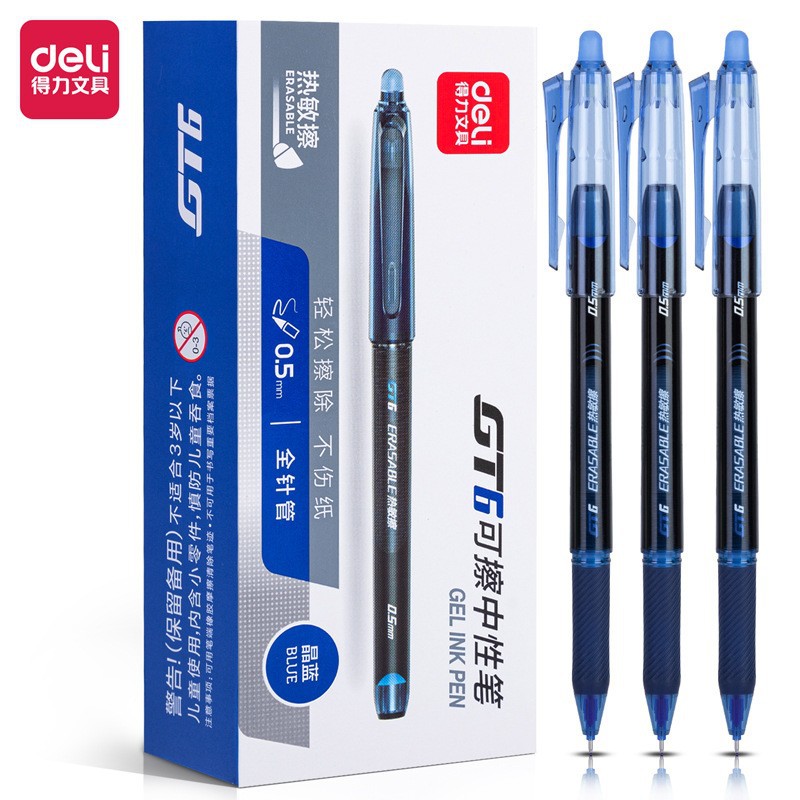 6 crystal blue pens + 20 crystal blue refills★【Deli GT6+GT163】