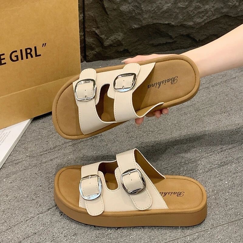 Trendy, Comfortable, Versatile Birkenstock Shoes 2025 Summer Thick-Soled Mid-Heel Belt Buckle Loose Round-Toe Casual Outdoor Slippers for Women Trendy, Comfortable, Versatile Birkenstock Shoes 2025 Summer Thick-Soled Mid-Heel Belt Buckle Loose Round-Toe Casual Outdoor Slippers for Women