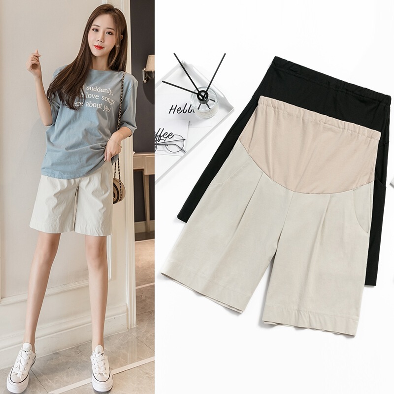Real Shot of Summer Maternity Ice Silk Belly-Support Shorts, Thin Casual Loose Fashion Classic Versatile Trendy Mom Style