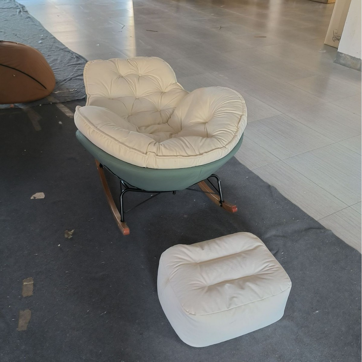 큰 스타일: 다크 그린 쌀 흰색 사각형 페달