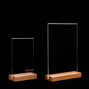 Beech wood table card acrylic display stand solid wood menu brand advertising wine brand table sign A4 table brand price list
