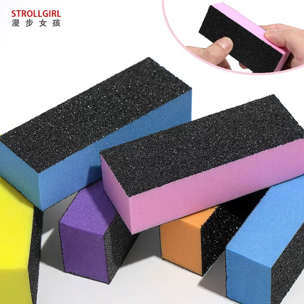 Manicure Tools Wholesale Three-Sided Black Sand Polishing Block Shaping Sponge Nail File Sponge Tofu Block Factory Direct Supply