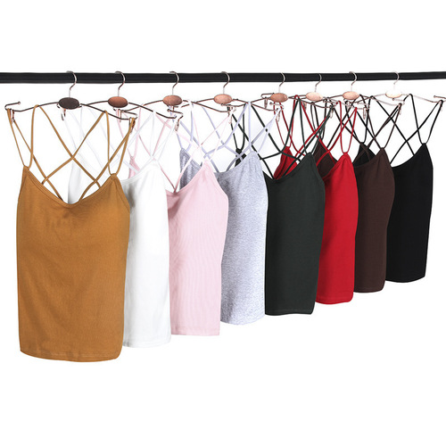 Summer new Korean style student versatile beautiful back camisole cross strap inner bottoming shirt women's top trendy