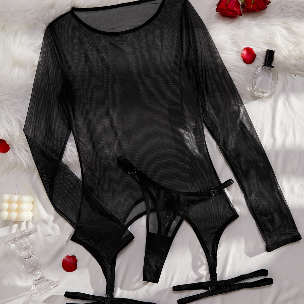 Alta calidad 2023 AliExpress Venta caliente de las nuevas mujeres leopardo malla sexy perspectiva cuerpo conformación lencería sexy traje