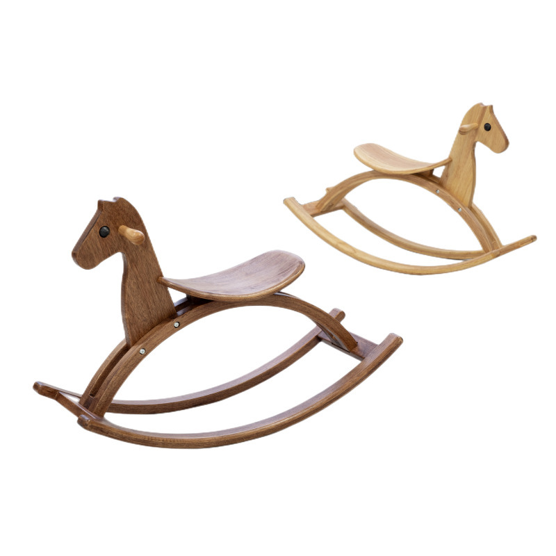 De madera maciza para niños ins Estilo nórdico caballo mecedora de madera silla adulto sentado bebé juguete kindergarten regalo