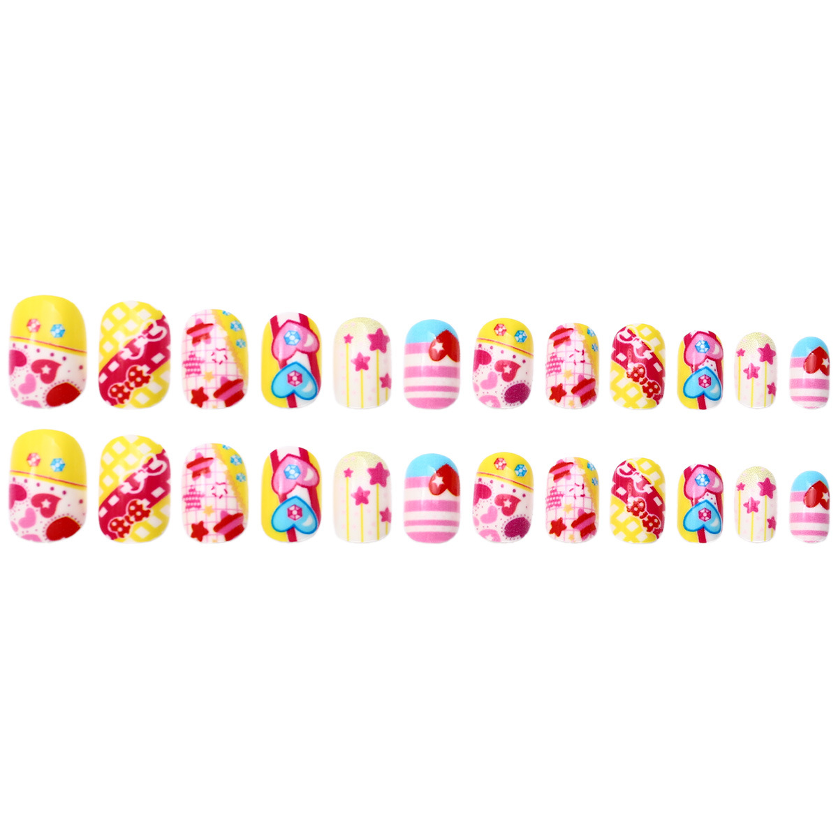 Perforación de jalea serie de pegatinas de uñas para niños desnudas de dibujos animados coloridas de amor de uñas para niños falsas uñas desmontables