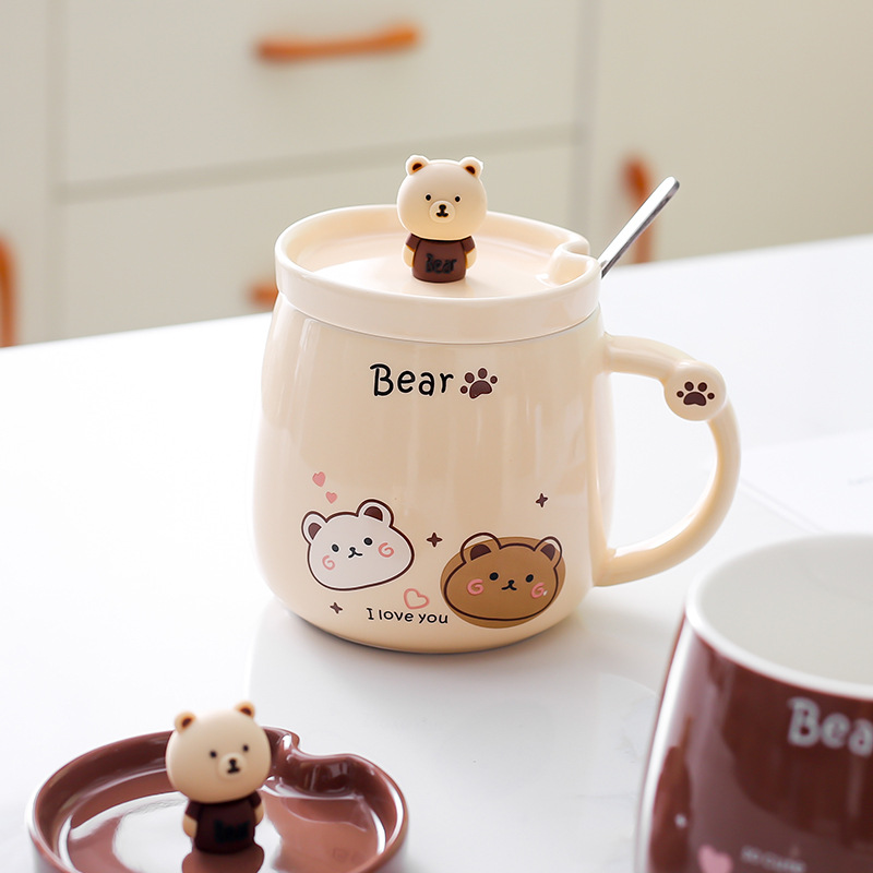 Creativo oso cerámico taza de marca encantadora taza de pareja de dibujos animados taza de agua taza de café taza de desayuno taza de leche