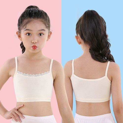 Children's Backless Bralette 7-9 Years Old Girls Developmental Bralette Tank Top for Teenage Girls, Elementary Students, Pure Cotton Children's Underwear