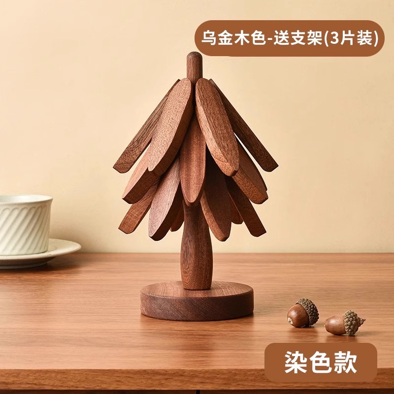Alta sensación de árbol de Navidad almohadilla de aislamiento térmico decoración de mesa creativa un árbol de madera sólida antifalpa plegable almohadilla de tazas y platos