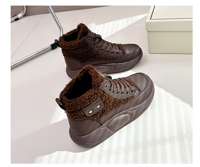 Women's Plush High Top Cotton Shoes Versatile Casual Trainers_voghion.com