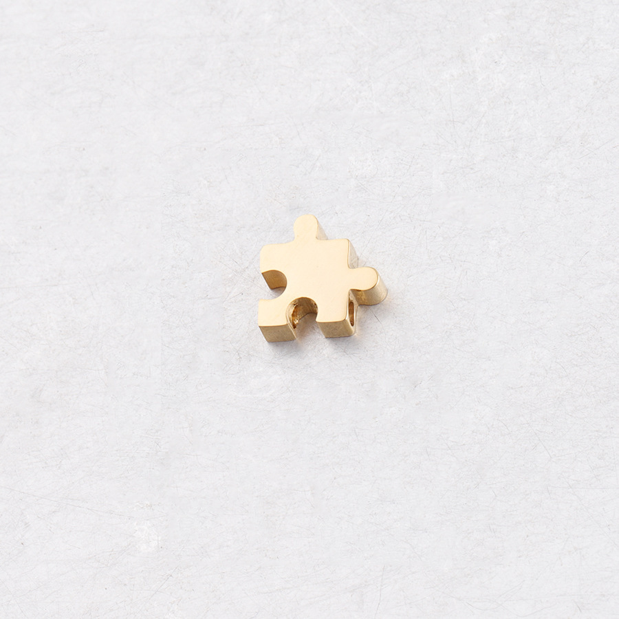 304 Stainless Steel Material 1 Piece Diameter 10mm 304 Stainless Steel PVD Coated Real Gold Plated Jigsaw Customization Laser Engraving Beads DIY Jewelry Accessories