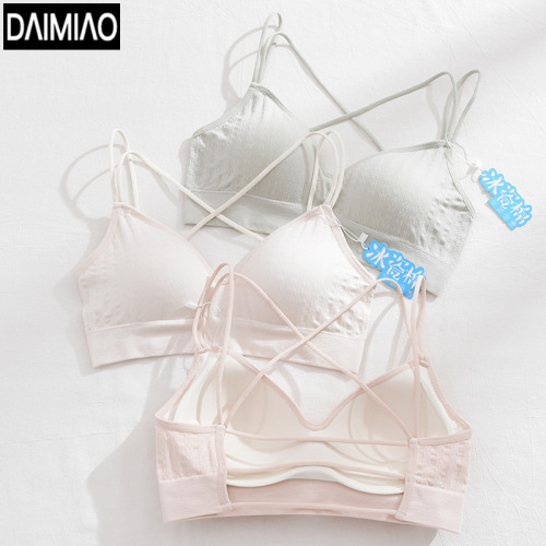 Hollow cross beautiful back wrap bra women's bra without rims tube top bottom with suspender padded vest for summer