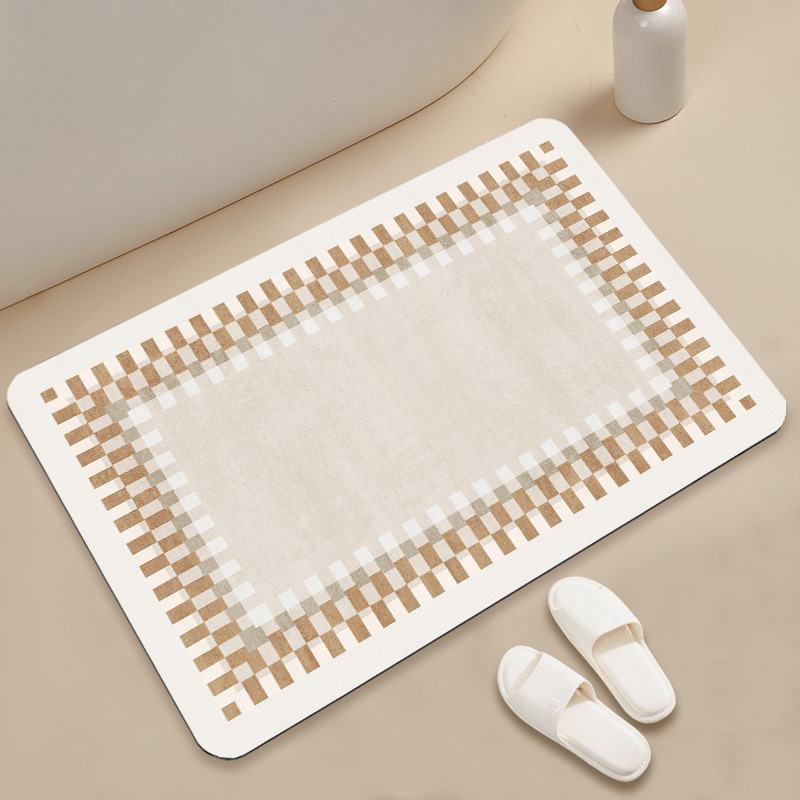 Japanese Striped Diatomite Bath Mat Non-slip Quick-drying Floor_voghion.com